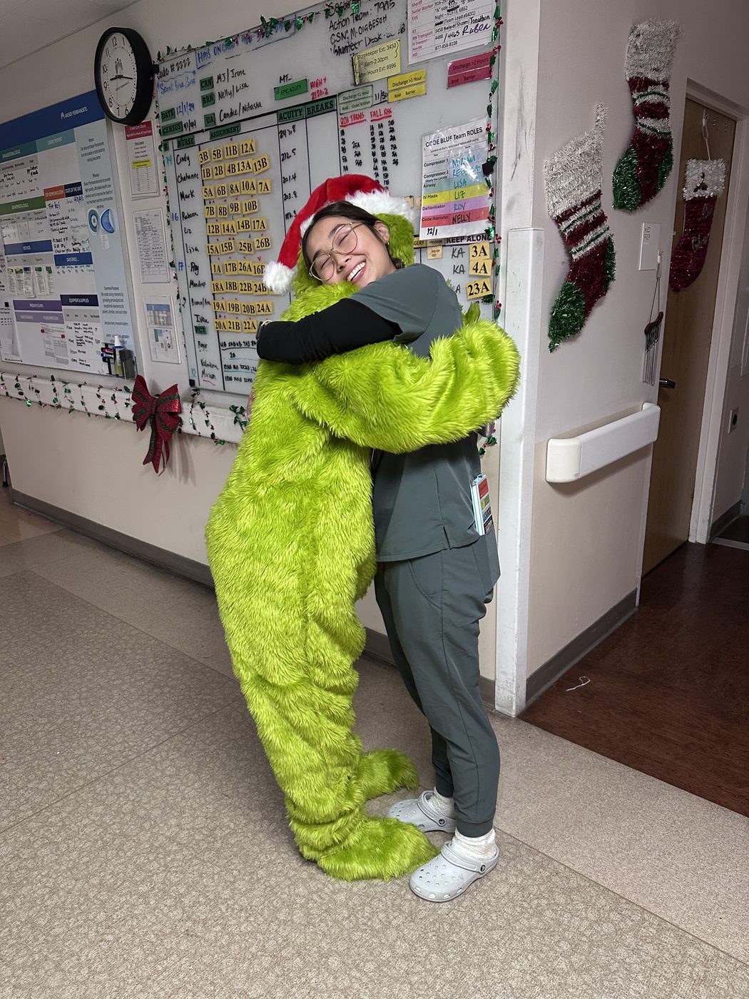 Christina's sister Cindy, a registered nurse, at the hospital